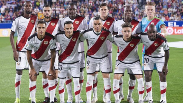 HUESCA SPAIN SEPTEMBER 14 Rayo Vallecano de Madrid team lines up prior the La Liga game between